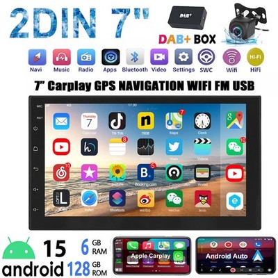 4G DAB+ Android 15 6+128GB Apple Carplay Autoradio 2 DIN GPS Navi WiFi RDS +KAM