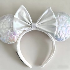 Disney Parks Limited Loungefly Icon Quilted Iridescent Minnie Ear Bow Headband