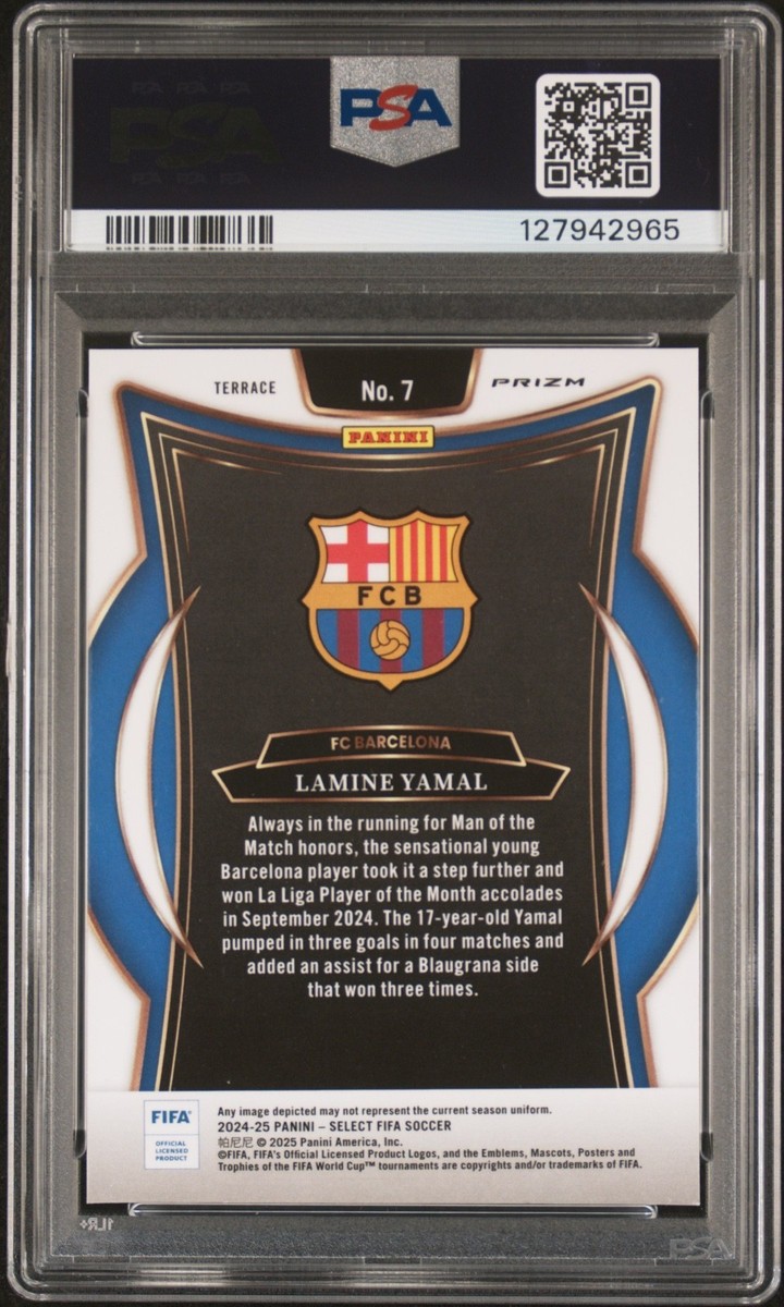 2024-25 Panini Select FIFA Lamine Yamal #7 Honeycomb SSP PSA 9