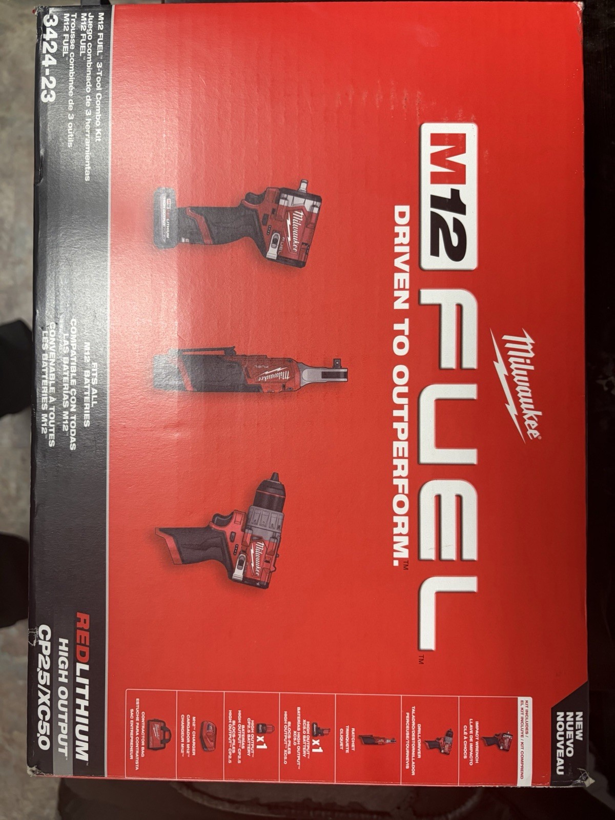 Milwaukee 3424-23 M12 Fuel 3-Tool Combo Kit Impact, Ratchet, Hammer Drill