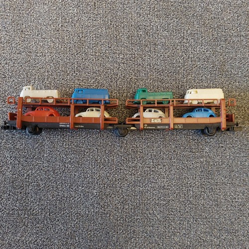 Arnold Doppelstock Autotransporter 4990/635532 braun mit 8 Autos Spur N Gebr. | Zustand: Neu