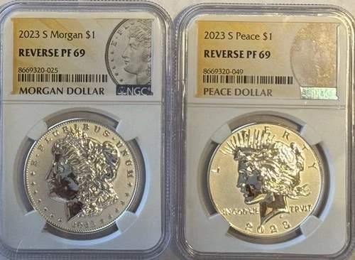 2023 S Morgan & Peace Dollar NGC Reverse PF69 - Two Coin Set