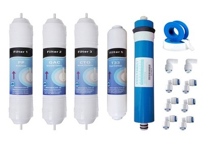 Depurtek | 5stufige UmkehrosmoseMembran & 4 Filter InLine | 50 GPD TFC | Vor/...