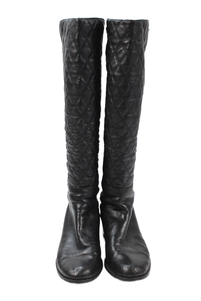 Botas hasta la rodilla acolchadas de cuero para mujer Stuart Weitzman negras talla 7 medianas Foto 2 de 4