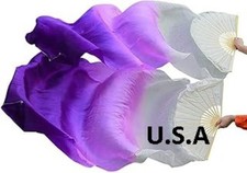 Belly Dance Silk Fan Veils 100 1.8m Top Quality USA Store