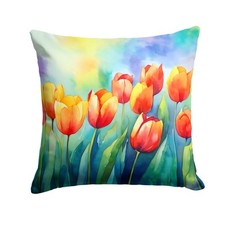 Tulips in Watercolor Throw Pillow Machine Washable, Indoor Outdoor Decorative Pi