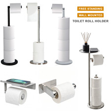 2 in 1 Toilet Paper Holder Bathroom Free Standing Tissue Roll Storage Rack