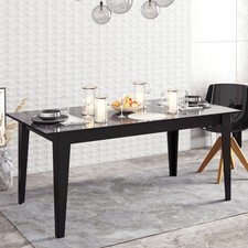 MUEBLES   Mesa de comedor SIENA, biIaminado m�rmol negro, 180 x 90 cms.