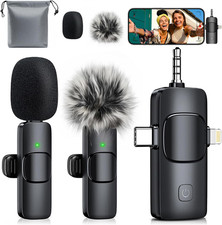 3-in-1 Mini Microphone for iPhone: Wireless Lavalier Microphone with 80ft Range