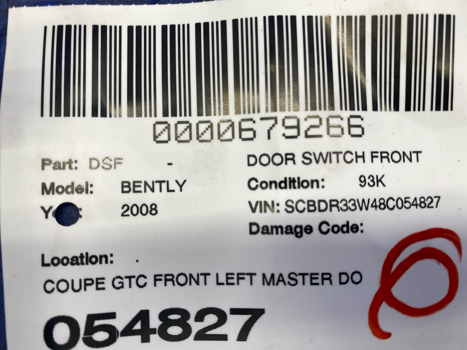 2006-2013 BENTLEY CONTINENTAL COUPE GTC FRONT LEFT MASTER DOOR WINDOW SWITCH