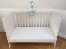 IKEA Sundvik Cot (60x120cm) with Form Mattress & Fitted Sheet - Mobile not incl