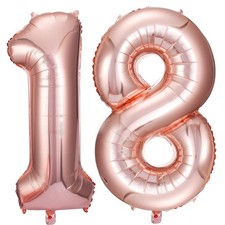 COLORFUL ELVE Rose Gold 18 Number Balloons Big Giant Jumbo Large Number 18 Fo...