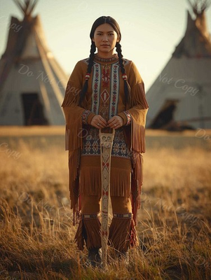 #ad Photo A4 Lakota Sioux – femme en robe à franges près des tipis – 1232 EUR 5.99