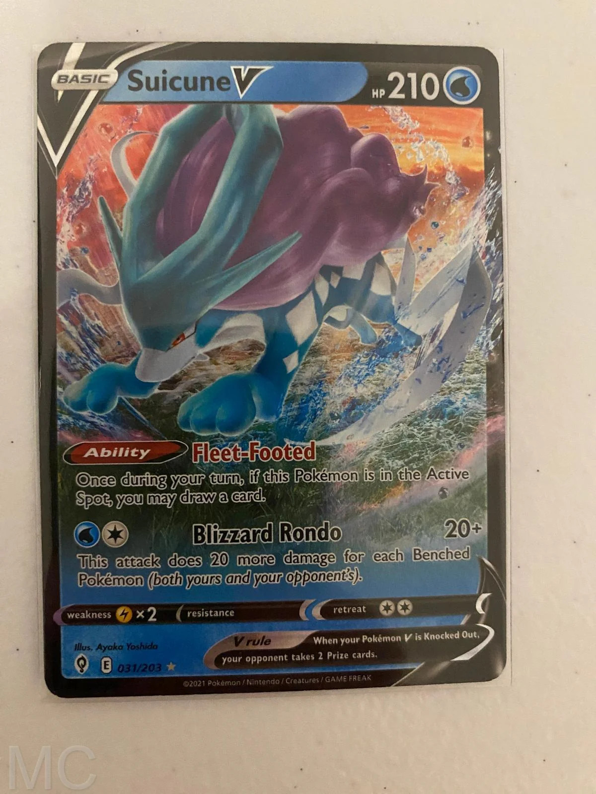 Suicune V 031/203 Holo V Rare Evolving Skies Pokemon Near Mint