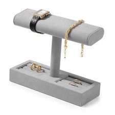 Microfiber Watch Display Stand T-bar Watch Stand for Men and Women Light Grey
