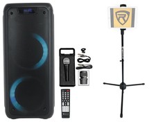 Rockville ROCK PARTY Dual 6.5" Karaoke Machine System w/LED's Mic Tablet Stand