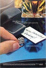 De Beers Vintage Magazine Ad Diamond Ring Jewelry Blue Gold 1980 Collectible
