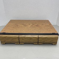 Vintage Kenmark Faux Wood Grain 3 Drawer 42 Tape Audio Cassette Storage Holder