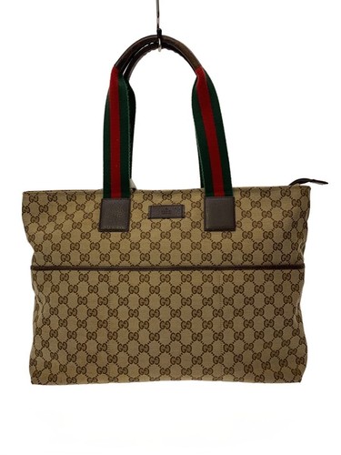 GUCCI Vintage GG Canvas Shoulder Tote Hand Bag Sherry Line Brown Used Women
