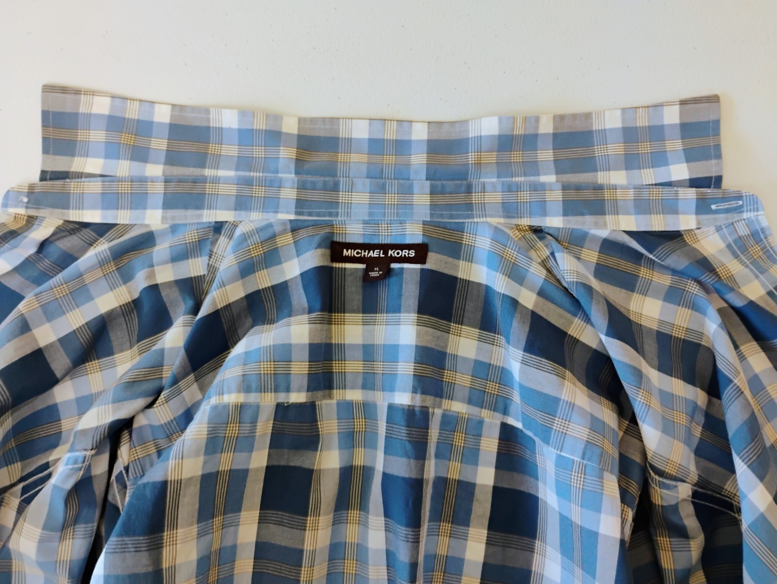 Michael Kors Men's Shirt Cotton Blue Stripe Long Sleeve Size XL Good Condition thumbnail 14