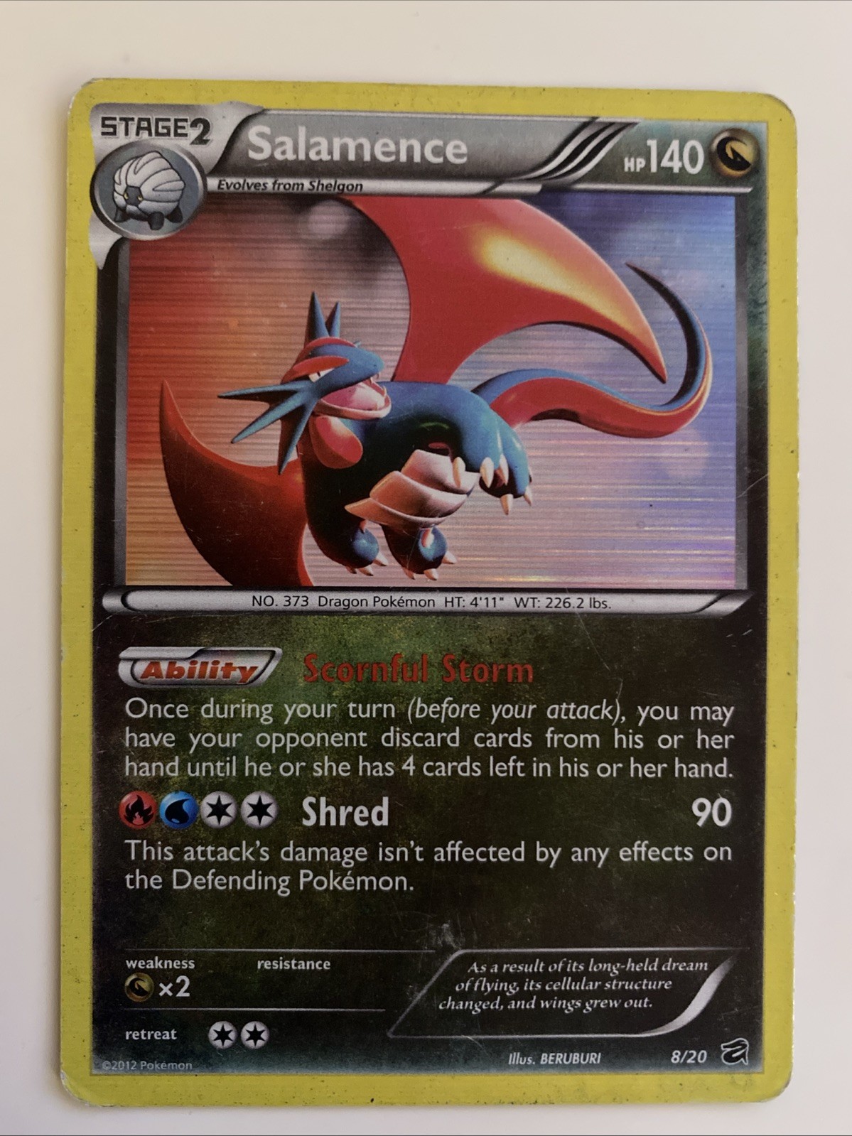 Pokémon TCG Salamence 8/20 Dragon Vault Holo Rare Light Played