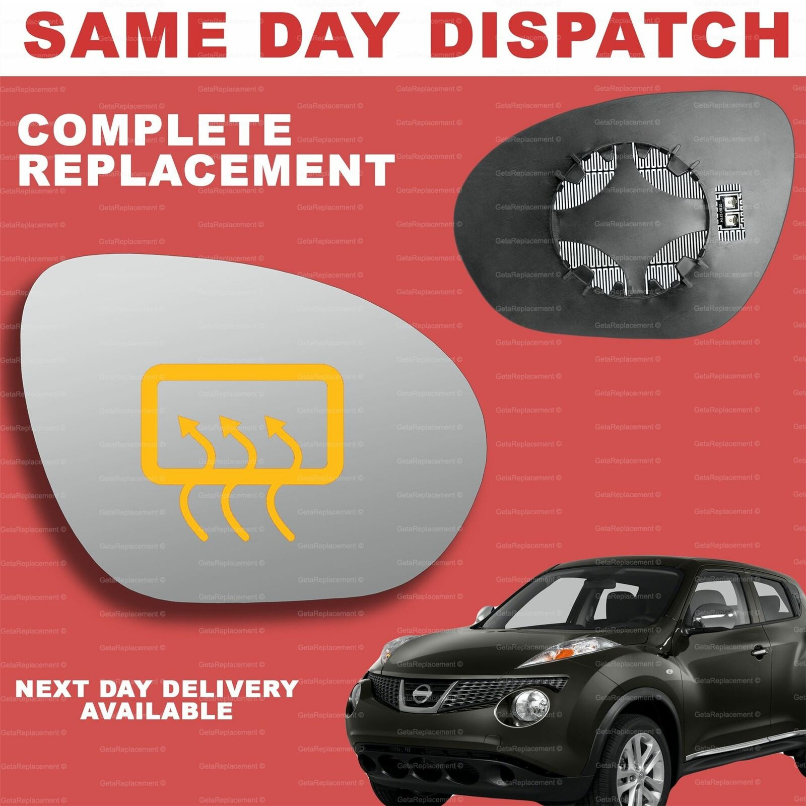 For Nissan Juke 2011-2014 wing mirror glass right driver heated