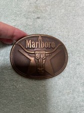Marlboro Brass Belt Buckle Philip Morris 1987 Vintage About 3 In X 2 1/2 In