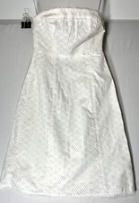 J.Crew Womens White Eyelet Halter Bustier Strapless 100% Cotton Dress Lined Sz 2