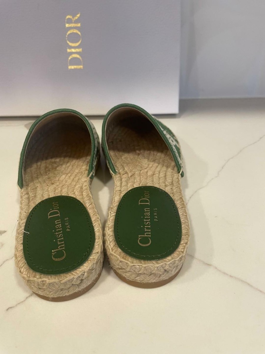 DIOR Granville Embroidered D Stripe Cotton Flat Espadrille