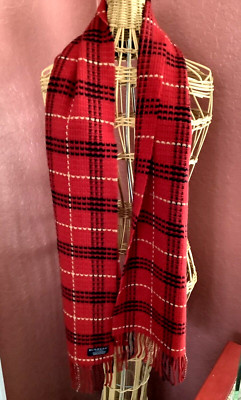 Burberry LONDON~Red and Black~100% Cashmere Scarf~Made in