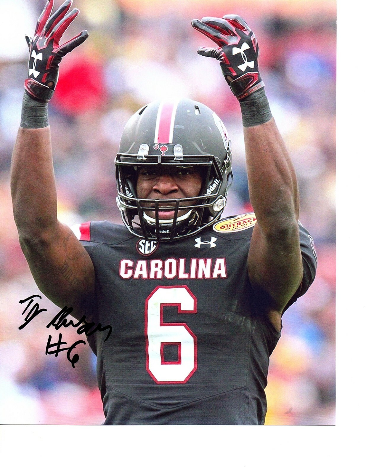 TJ Brunson South Carolina signed autographed 8x10 football photo T.J