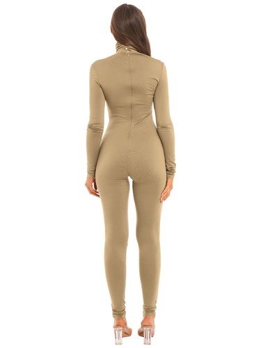 Body donna manica lunga finto collo tuta intera unitard base strato pagliaccetto - Foto 15 di 93