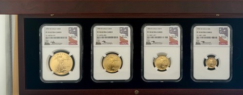 1994-W 4-COINS SET GOLD EAGLE NGC PF70 ULTRA CAMEO SIGNED BY JOHN MERCANTI - Picture 2 of 7