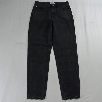 Polly Size 4 Mom Fit High Rise Tapered Washed Black 100% Cotton Womens Jeans