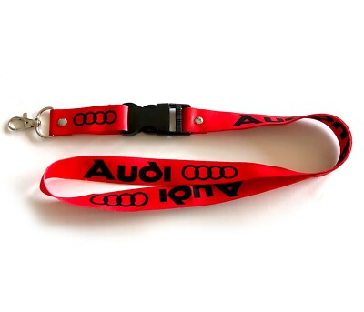 2-Pack Audi Lanyards - 1x22 Inch Keychain ID Badge Holder - Dark & Light Gray - View #2