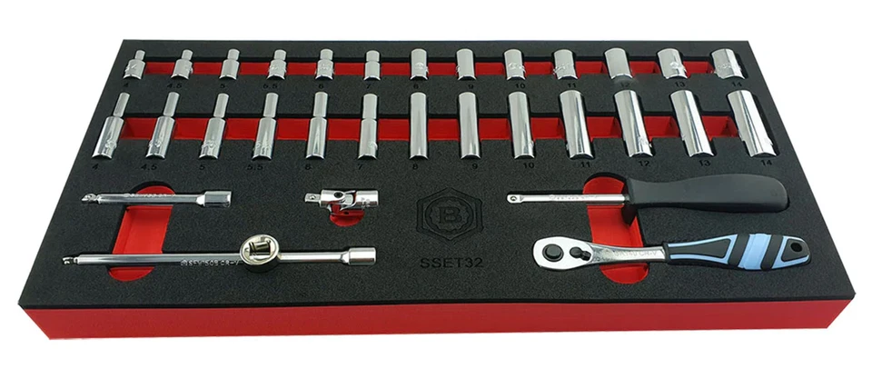 32-Piece 1/4" Drive Socket, Ratchet & Accessory Set - Britool Hallmark - Image 3 of 4