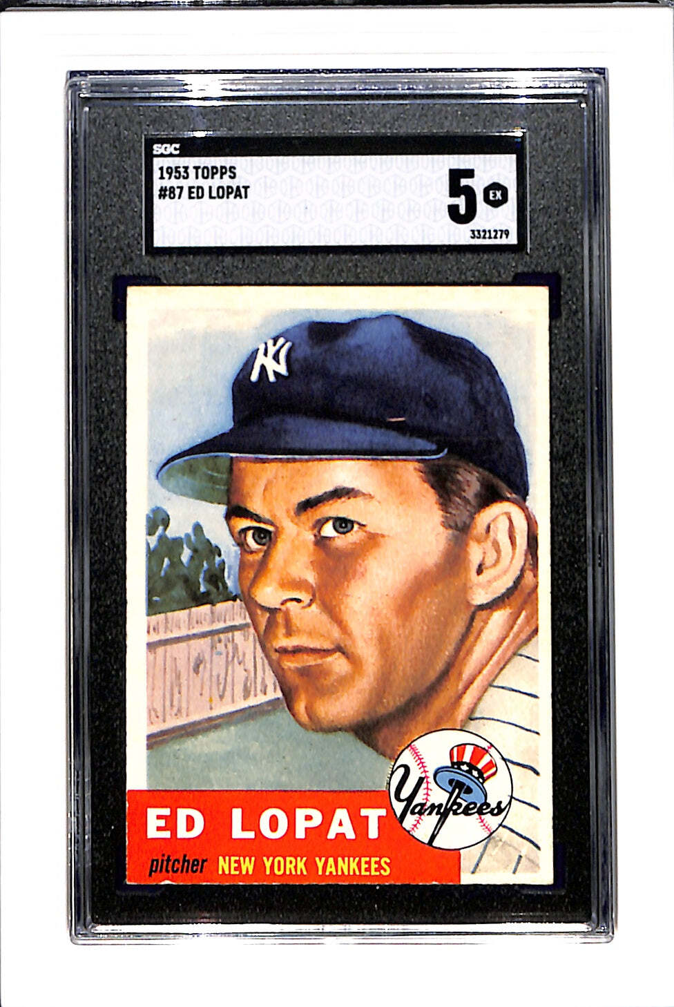 1953 Topps #87 Ed Lopat - New York Yankees SGC 5