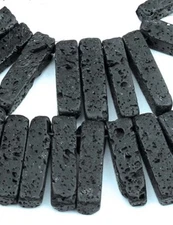 30x8mm Lava Rock Stick Focal Drop Rectangle Beads Slice Point (10 pcs)