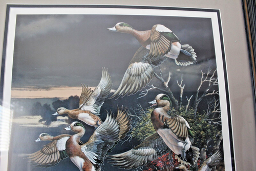 Spooked by Harold Roe Ducks Unlimited 1984 Artist Of Year FRAMED 32x26 Fall Wild - Picture 2 of 10