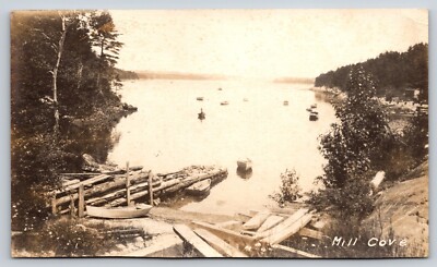 Boothbay Harbor ME Rustic Boat Dock & Planks~All Rowboats But One Sailboat RPPC