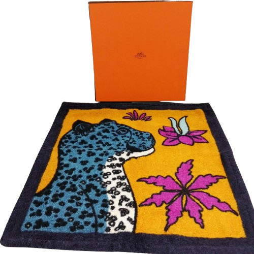 HERMES  バスマット HERMES Paris Cotton Beach Towel Bath Mat Towel Leopards Orange | eBay