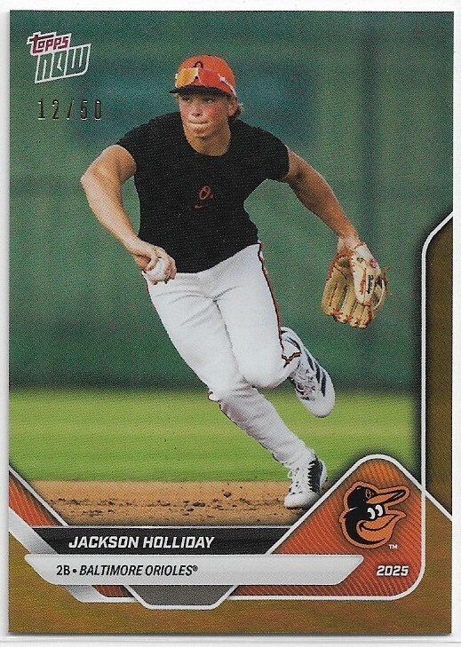 2025 Topps Now Jackson Holliday OD-8 Road to Opening Day Gold /50 Orioles RC