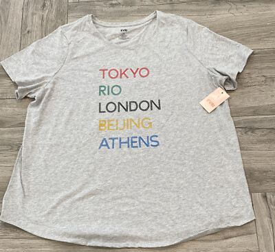 TOKYO RIO LONDON BEIJING ATHENS Crew Neck Top EVRI Tee Plus Size T-Shirt