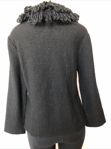 DAVID BROOKS Women's Sweater Wool Button-front Black Shawl-Collar MED Pre-Owned - Picture 6 of 10
