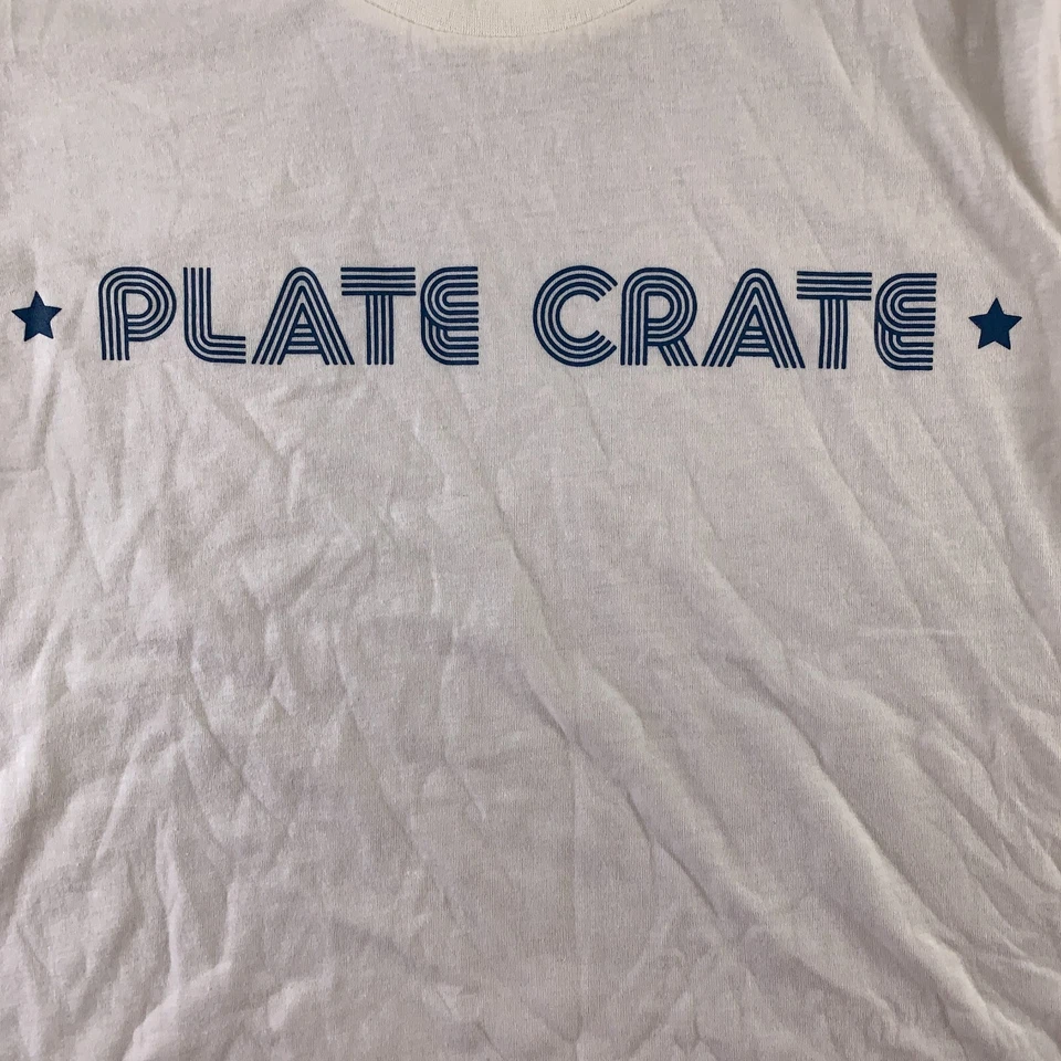 Camiseta gráfica Plate Crate talla pequeña marfil manga corta cuello redondo nueva con etiquetas Foto 2 de 4