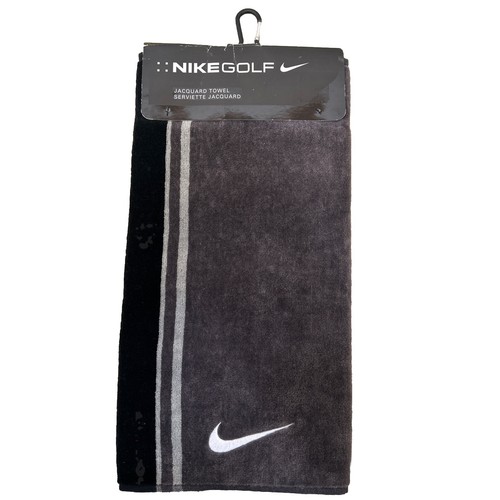 2007 Nike Golf Embroidered Jacquard Towel Black Graphite Gray 100 Cotton Velour