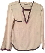 Isabel Marant Etoile 36/4 Cream Multi Color Embroidered Shirt Top Tunic #1680 