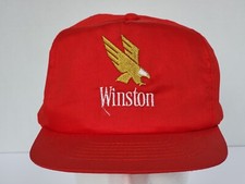 Vintage Winston Cigarettes Embroidered Red Snapback Hat NEEDS SNAP REPAIR