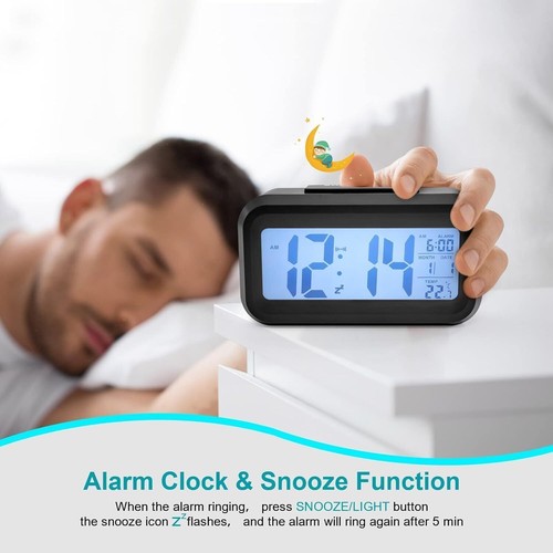 Digital Alarm Clock Alarm Clock Battery Operated/Night Light/Indoor Temperature - Picture 3 of 11