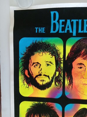 Vintage Original The Beatles Blacklight Poster Psychedelic Pop Art